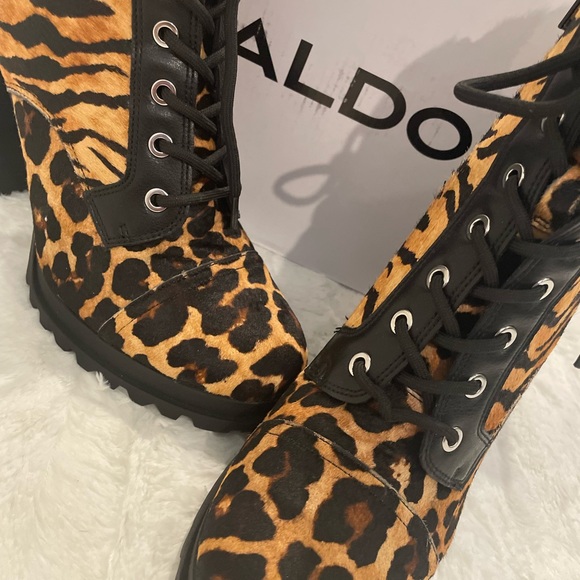 ALDO leopard print moto-inspired ankle boots. Size 10. NEW!! - Picture 6 of 9